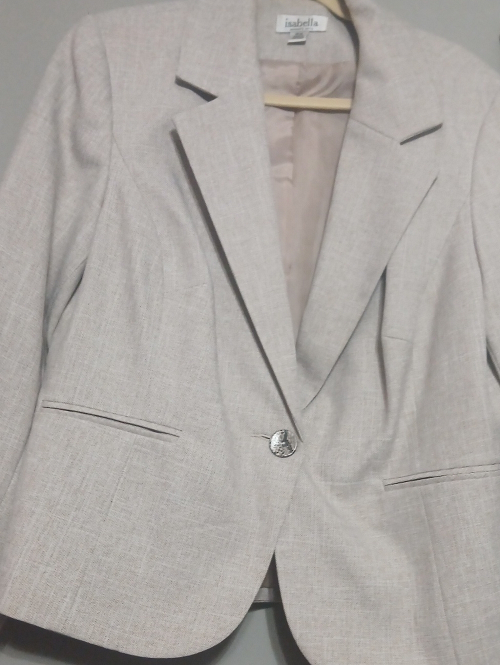 Isabella Women's Light Beige Pantsuit - Classic Blazer & Trousers - Picture 2 of 8